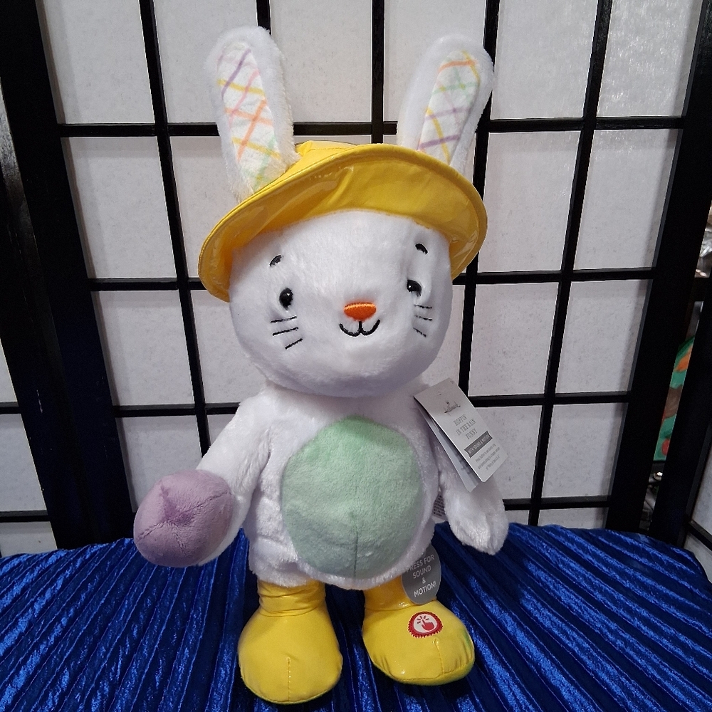 Hallmark Hoppin in the Rain Bunny Plush With Sound and Motion, 16"